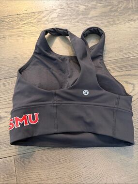 lululemon athletica Black Racerback Sports Bra with SMU logo dark grey 4